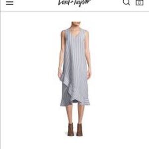 Lord & Taylor linen Maxi dress with asymmetric ruffle detail size medium